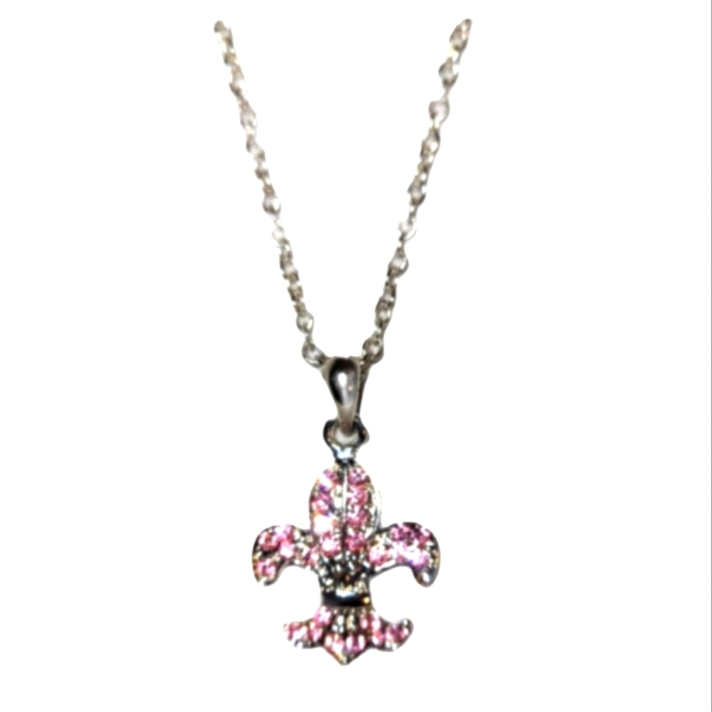 Pink & Silver Fluer -De -Lis Necklace